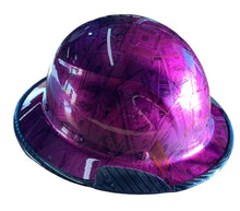 Load image into Gallery viewer, Custom $100 Dollar Bills Translucent Purple with Edgegard Lift DAX Carbon Fiber HDC-15KG Full Brim Hard Hat