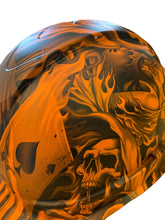 Load image into Gallery viewer, Custom Hydro Dipped Hard Hat Ridgeline Cap Style Orange Ace Of Skulls Vented