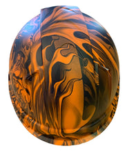 Load image into Gallery viewer, Custom Hydro Dipped Hard Hat Ridgeline Cap Style Orange Ace Of Skulls Vented