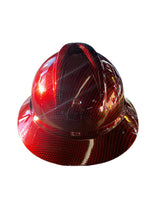 Load image into Gallery viewer, Hard Hat MSA V-Gard 500 Vented Full Brim Custom Kandy Red Carbon Fiber Hydro Dipped