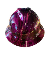 Load image into Gallery viewer, Hard Hat MSA V-Gard 500 Vented Full Brim Custom Kandy Purple Ace of Skulls Hydro Dipped