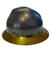Load image into Gallery viewer, Custom Hard Hat Carbon Fiber with Kandy Sunset Brim Hydro Dipped Full Brim MSA