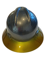 Load image into Gallery viewer, Custom Hard Hat Carbon Fiber with Kandy Sunset Brim Hydro Dipped Full Brim MSA