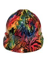 Load image into Gallery viewer, Custom Hard Hat Light Tye Dye Graffiti Hydro Dipped MSA VGard Cap Style