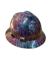 Load image into Gallery viewer, Custom Blue Purple Chameleon Lilies Hard Hat MSA V-Gard Full Brim