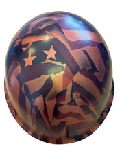 Load image into Gallery viewer, Custom Hard Hat Penny Copper Metallic American Flags MSA SkullGard Cap Style
