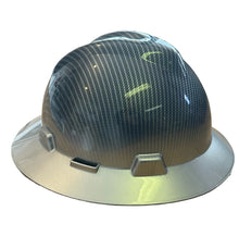 Load image into Gallery viewer, Custom Hard Hat Carbon Fiber with Silver Brim Hydro Dipped Full Brim MSA
