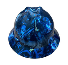 Load image into Gallery viewer, Custom Hard Hat MSA Full Brim Chrome Kandy Blue Naughty Boy