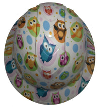 Load image into Gallery viewer, Hydro Dipped Hard Hat Ridgeline Full Brim Custom Light Gray Cute Owls
