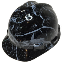 Load image into Gallery viewer, Hydro Dipped Custom Hard Hat MSA Cap Style White On Black Marble