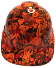 Load image into Gallery viewer, Hydro Dipped Hard Hat Ridgeline Cap Style Custom HiVis Orange Sticker Bomb