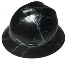 Load image into Gallery viewer, Hydro Dipped Custom Hard Hat MSA Full Brim Silver Lightning