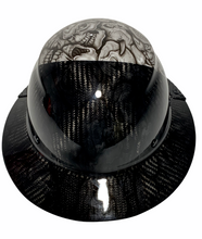 Load image into Gallery viewer, Black and White Insanity Skulls Lift DAX Fifty 50 Carbon Fiber Full Brim Hard Hat