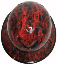 Load image into Gallery viewer, Hydro Dipped Hard Hat Ridgeline Full Brim Custom Red Flames