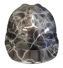 Load image into Gallery viewer, Hydro Dipped Hard Hat MSA Cap Style Navy Grey Lightning