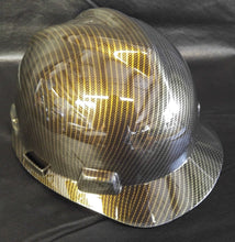 Load image into Gallery viewer, Hard Hat MSA Cap Style Hydro Dipped Gold Carbon Fiber