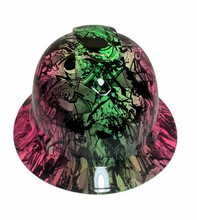 Load image into Gallery viewer, Hydro Dipped Hard Hat Ridgeline Full Brim Custom Pink & Green Double Graffiti