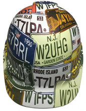 Load image into Gallery viewer, Hydro Dipped Hard Hat Ridgeline Cap Style Custom White License Plates