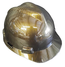 Load image into Gallery viewer, Hard Hat MSA Cap Style Hydro Dipped Gold Carbon Fiber