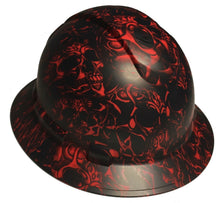 Load image into Gallery viewer, Hard Hat Ridgeline Full Brim Custom Red Tribal Skulls