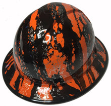 Load image into Gallery viewer, Hydro Dipped Hard Hat Ridgeline Full Brim Custom Orange Marble Splash
