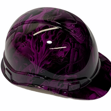 Load image into Gallery viewer, Custom Hydro Dipped Hard Hat Ridgeline Cap Style Purple Ace Of Skulls