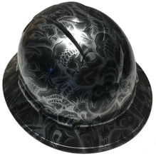 Load image into Gallery viewer, Hydro Dipped Custom Hard Hat Ridgeline Full Brim Black Negative Insanity Skulls