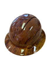 Load image into Gallery viewer, Hydro Dip Hard Hat Yellow Brown Oak Wood Grain Pyramex Ridgeline Protective