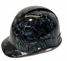 Load image into Gallery viewer, Hydro Dipped Hard Hat Ridgeline Cap Style Custom Slate Gray No Evil Skeleton