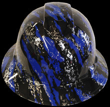 Load image into Gallery viewer, Hydro Dipped Hard Hat Full Brim High Gloss Blue Marble Splash 6 Point Harness