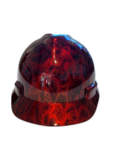 Load image into Gallery viewer, Hard Hat MSA Cap Style Custom Hydro Dipped Kandy Red Negative Insanity Skulls