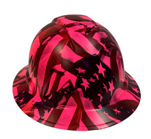 Load image into Gallery viewer, Custom Hydro Dipped Hard Hat Ridgeline Full Brim Pink Negative American Flags