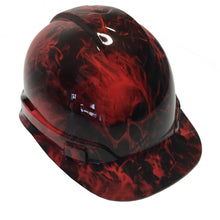 Load image into Gallery viewer, Hard Hat Ridgeline Hydro dipped Cap Style custom Red Flaming Skulls
