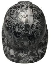 Load image into Gallery viewer, Hard Hat Ridgeline Cap Style Custom Light Gray Filigree Skulls
