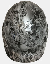 Load image into Gallery viewer, Hydro Dipped Custom Hard Hat Ridgeline Cap Style Pearl White Filigree Skulls