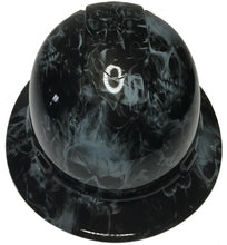 Load image into Gallery viewer, Hydro Dipped Hard Hat Ridgeline Full Brim Custom Slate Gray Flaming Skulls
