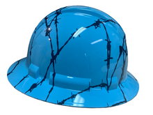 Load image into Gallery viewer, Hydro Dipped Hard Hat Ridgeline Full Brim Custom Teal Barbed Wire