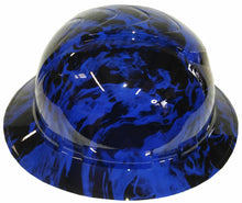 Load image into Gallery viewer, Hydro Dipped Custom Hard Hat Ridgeline Full Brim Dark Blue Flames