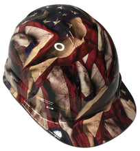 Load image into Gallery viewer, Hydro Dipped Hard Hat Cap Style Respect American Flags High Gloss