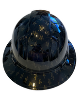 Load image into Gallery viewer, Hydro Dipped Hard Hat Ridgeline Full Brim Custom Gold Carbon Fiber Stars