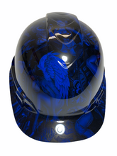 Load image into Gallery viewer, Hydro Dipped Hard Hat Ridgeline Vented Cap Style Custom Blue Naughty Boy