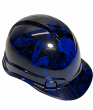 Load image into Gallery viewer, Hydro Dipped Hard Hat Ridgeline Vented Cap Style Custom Blue Naughty Boy