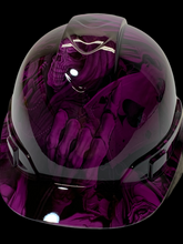 Load image into Gallery viewer, Custom Hydro Dipped Hard Hat Ridgeline Cap Style Purple Ace Of Skulls