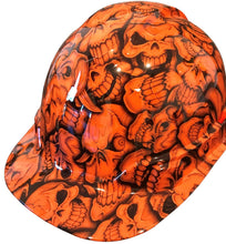 Load image into Gallery viewer, Hydro Dipped Hard Hat Ridgeline Cap Style Custom HiVis Orange Insanity Skulls