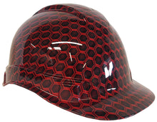 Load image into Gallery viewer, Custom Hydro Dipped Hard Hat High Gloss Red Honeycomb Hex