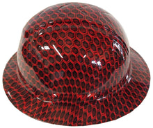Load image into Gallery viewer, Hydro Dipped Hard Hat Ridgeline Full Brim Custom Red Honeycomb Hex