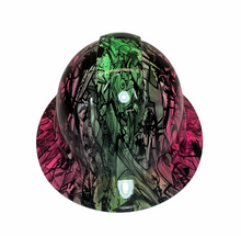 Load image into Gallery viewer, Hydro Dipped Hard Hat Ridgeline Full Brim Custom Pink & Green Double Graffiti