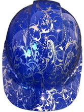 Load image into Gallery viewer, Hydro Dipped Hard Hat Ridgeline Cap Style Custom Dark Blue Lilies