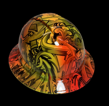 Load image into Gallery viewer, Hydro Dipped Hard Hat Ridgeline Full Brim Custom Yellow/Multi Color Graffiti