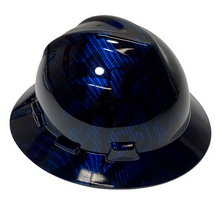 Load image into Gallery viewer, Custom Hard Hat Blue Kandy Carbon Fiber Flags Hydro Dipped Full Brim MSA